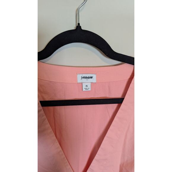 J. Crew Factory Women Light Coral Peach Cotton Button Front Midi Wrap Dress Sz 6 - Picture 9 of 9